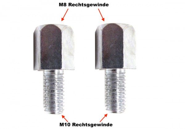 2x Spiegeladapter universal M8 Rechtsgewinde auf M10 Rechtsgewinde