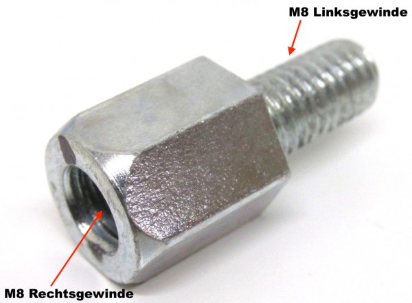 Spiegeladapter M8 Rechtsgewinde auf M8 Linksgewinde – Adapteransicht seitlich