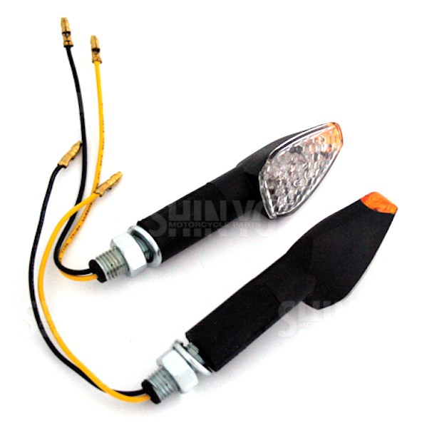 SHIN YO LED Blinker Satz Set PEAK E-geprüft Schwarz langer Stiel