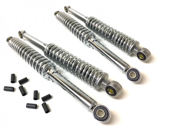 4 x Stoßdämpfer Chrom Tieferlegung Set 26cm u. 30cm Simson Schwalbe KR51 Moped