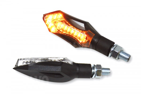 SHIN YO LED Blinker Paar HATCH, schwarz für Motorrad Roller E-Geprüft