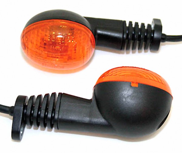 Mini Blinker Satz Set Paar, oval, schwarz E-geprüft für Motorrad / Roller / Scooter