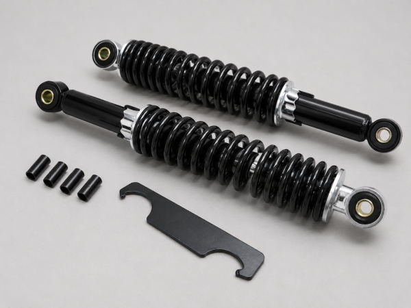 Stoßdämpfer 320mm schwarz mit Einstellschlüssel für Moped