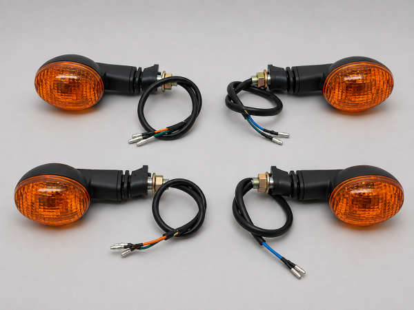 Mini Blinker Set 4 Stück Oval E-geprüft für Motorrad Roller Quad M10 Schwarz