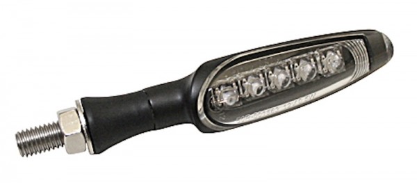 KOSO LED Blinker, schwarz matt, transparent für Motorrad Chopper Custom Bike