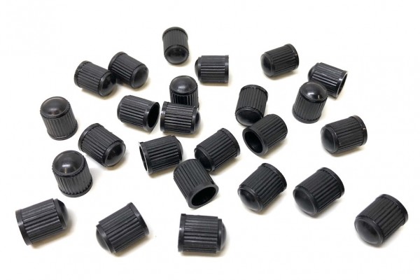 25x Ventilkappen schwarz Plastik Kunststoff Rund für Roller Scooter Reifen