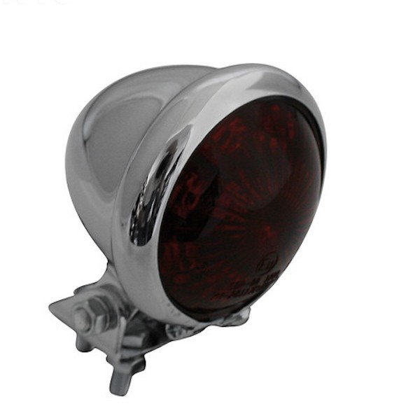 Retro LED Rücklicht Bremslicht Rund Chrom E-geprüft für Chopper Scrambler  Cafe Racer, Rücklichter, Beleuchtung, Verschleissteile