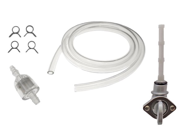 Benzinhahn Manuell + Benzinschlauch Klar Set für Piaggio Sfera NRG Zip TPH
