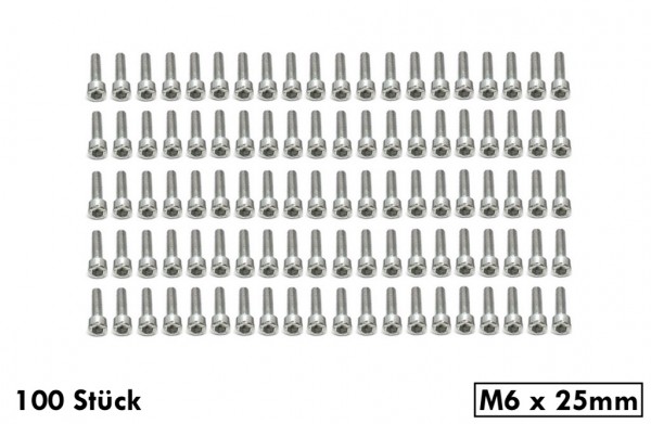 100x Innensechskant Schrauben Set M6 x 25mm Chrom 100 Stück für Roller / Motorrad