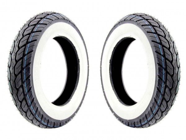 Weisswand Reifen Set Kenda 90/90-10 4PR 50J TL für Piaggio Sfera 50 Roller