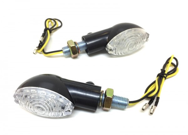 LED Blinker Blinkerleuchte Set Satz Oval Schwarz E-Geprüft für Roller Moped Motorrad