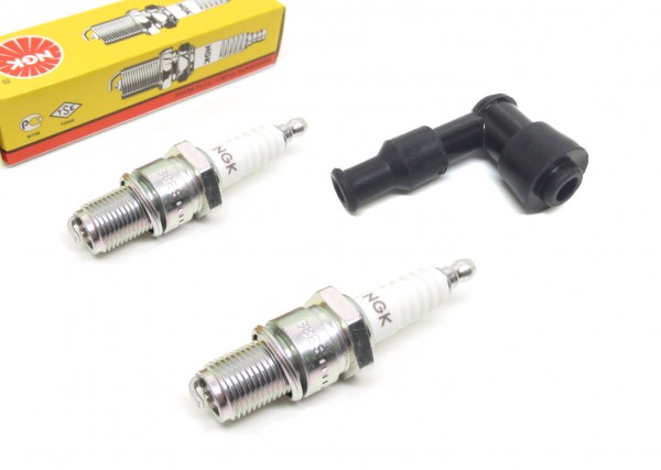 2x Zündkerze NGK BR7ES + Kerzenstecker für CPI, Sachs, Kreidler, Keeway