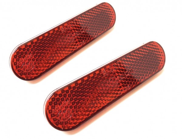 2x Reflektor Katzenauge 95x24mm Rot zum Stecken E-Geprüft