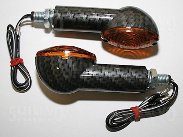 SHIN YO Mini Blinker Satz Set CATEYE Carbon Getönt E-Geprüft langer Stiel