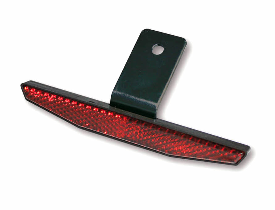 Reflektor mit Halter E-Geprüft Rückstrahler Rot Motorrad Roller 125 x 18 x  40mm, Rücklichter, Beleuchtung, Verschleissteile