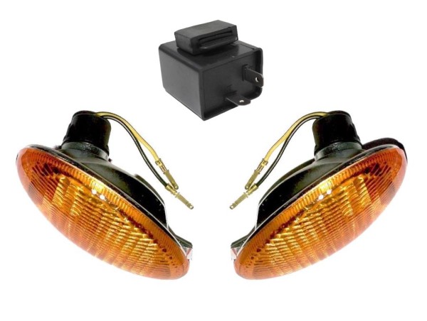 Blinker Paar Vorne + Blinkerrelais Set für Vespa ET2 50, ET4 125