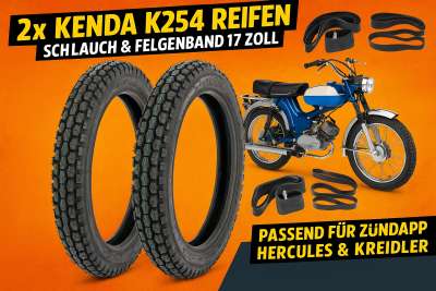 Reifen-Set 2x 2.75-17 Von Kenda – Inkl. Schläuche & Felgenband Für Simson, Kreidler & Co.