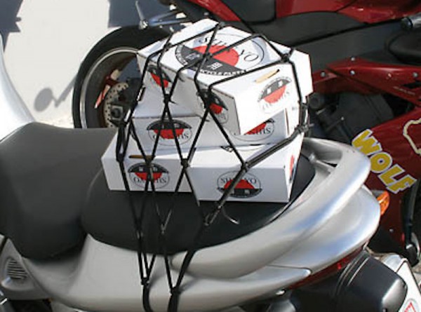 Gepäcknetz 40 x 40 cm schwarz für Roller u. Motorrad Sitzbank, Gepäckträger, Zubehör