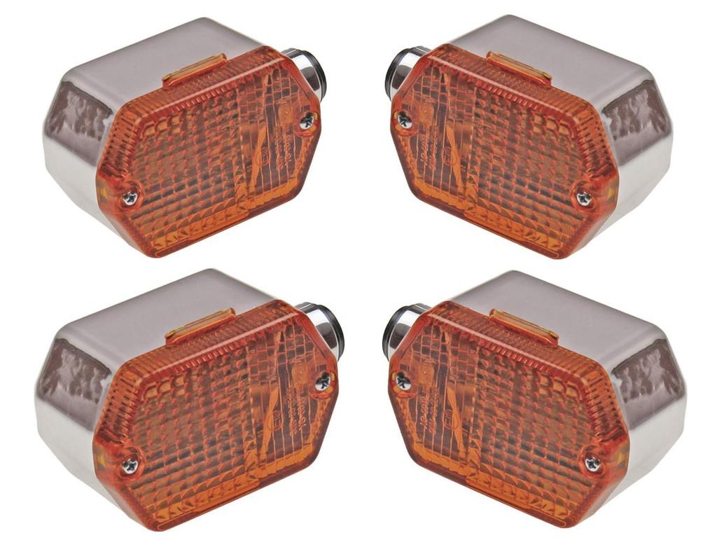 Blinker Set Eckig Chrom Orange E-Geprüft für Simson SR50 S50 S51 S70 MZ ETZ, Blinker, Beleuchtung, Verschleissteile