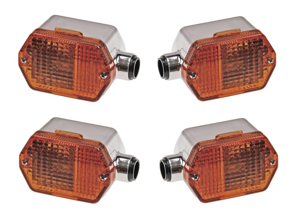 Set: 2 Blinker vorn, rund in Schwarz mit orangenem Glas - Simson S50, S51,  S70, SR50, SR80, MZ ETZ, TS