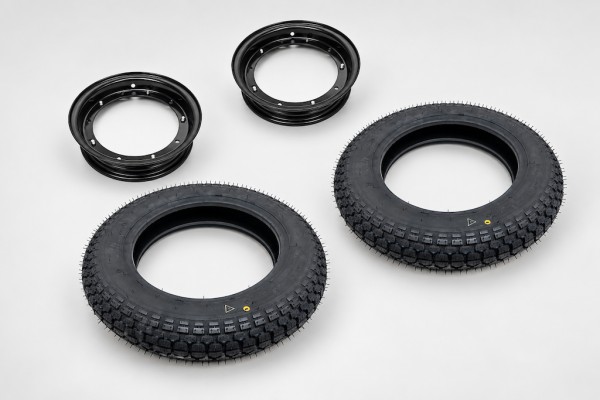 Komplettset Vespa Reifen und Felgen 3.00-10 Schwarz