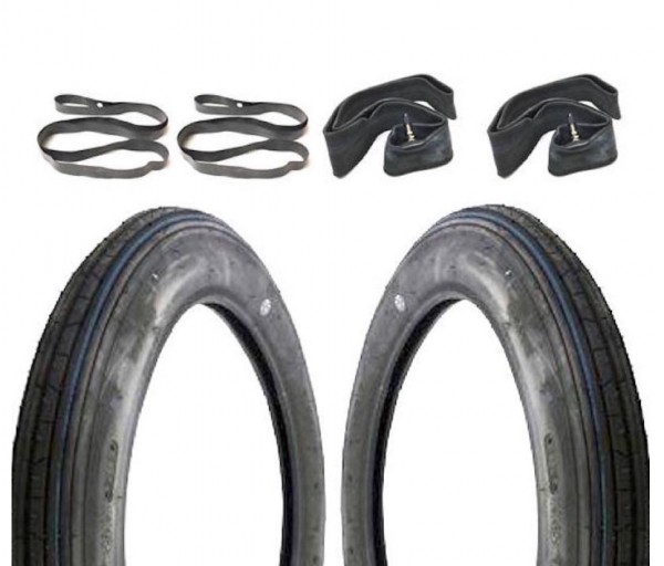 2x Reifen 2.75-17 Schlauch Felgenband Satz für Honda CB NSR AC08, Puch Maxi Monza Cobra