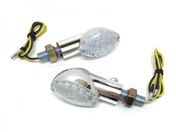 LED Blinker Blinkerleuchte Set Satz Chrom Oval E-Geprüft für Roller Moped Motorrad