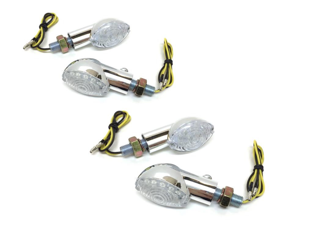 4 Stück LED Mini Blinker Chrom Klein 12V E-geprüft für Motorrad