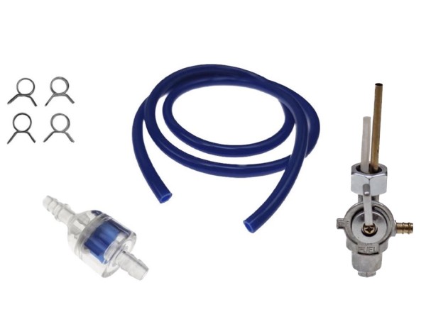 Set Benzinhahn + blauer Benzinschlauch + Filter für Yamaha DT 50 M