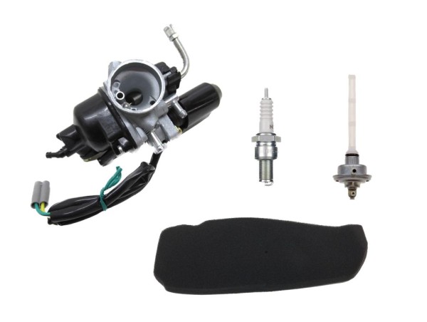 12mm Vergaser + Luftfilter + Zündkerze + Benzinhahn Set für Piaggio Sfera 50 NSL