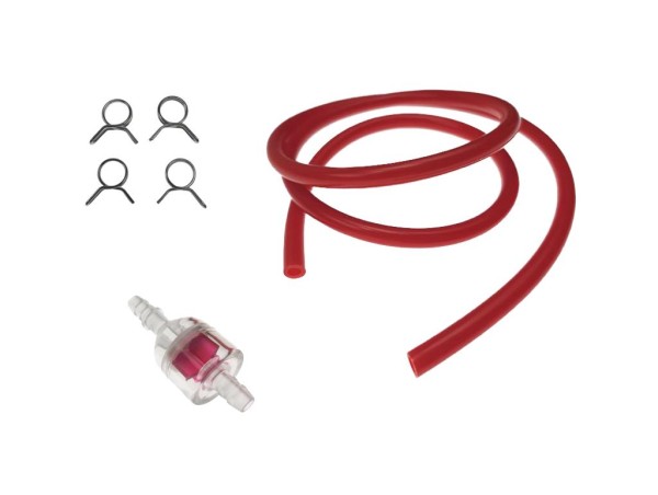 Benzinschlauch Set Rot mit Filter und Klemmen für Roller