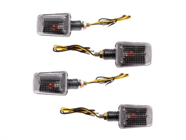 Mini Blinker Set Vorne Hinten Carbon 12V E-geprüft für Motorrad Roller 4 Stück