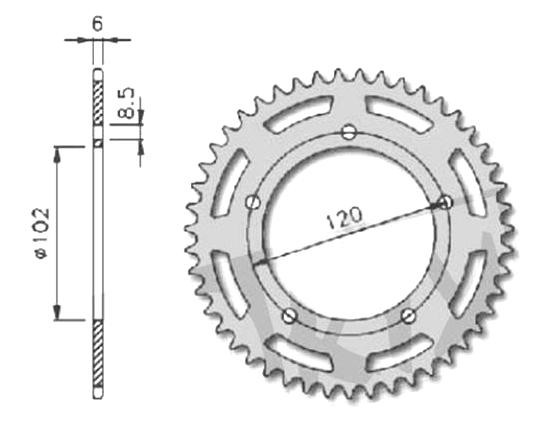 Kettenrad Ritzel 42 Zähne für Aprilia RS 50 1999 - 2002