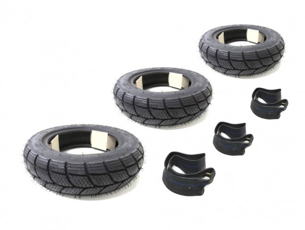 Winterreifen Set 3x Reifen + Schlauch 100/90-10 Zoll für Vespa Piaggio Ape 50 TM