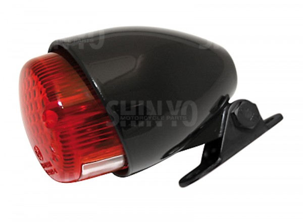 Mini Rücklicht Bremslicht schwarz E-geprüft für Chopper Custom Motorrad, Rücklichter, Beleuchtung, Verschleissteile