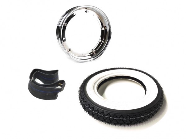 Komplettrad Weißwand 3.00-10 für Vespa PK XL / V50