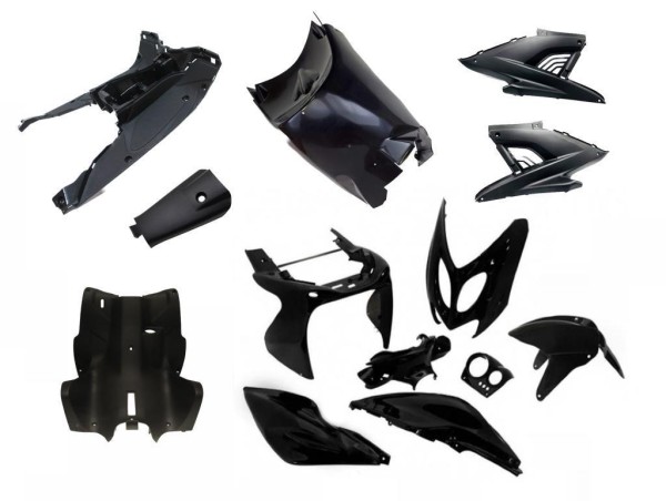 Verkleidungsset Yamaha Aerox MBK Nitro 13-teilig Matt Schwarz