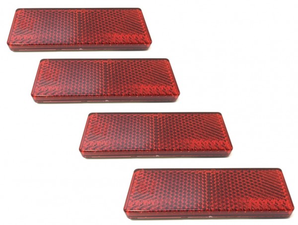 4x Reflektor Katzenauge Seitenstrahler 85.5x31.5mm Rot Selbstklebend E-Geprüft