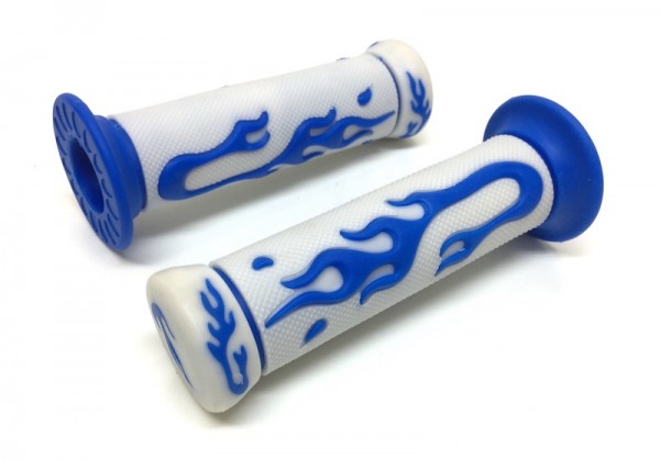 Lenkergriffe Flame Weiß Blau – Gesamtansicht links und rechts