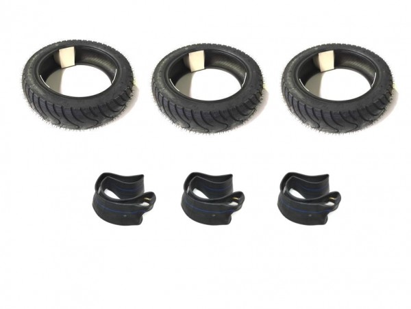 3x Sommerreifen Reifen + Schlauch 100/90-10 Zoll für Piaggio Ape 50 TM ZAPC