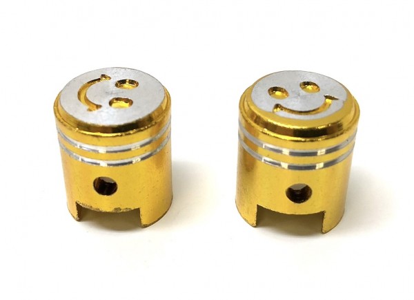 2x Ventilkappen Ventil Deckel Kolben Gold/Silber für Roller Mofa Moped