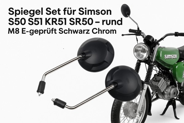 Spiegel Set Simson S51 SR50 E geprüft M8 schwarz