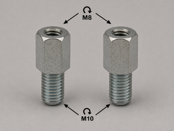 2x Spiegeladapter M8 Innengewinde auf M10 Außengewinde rechts