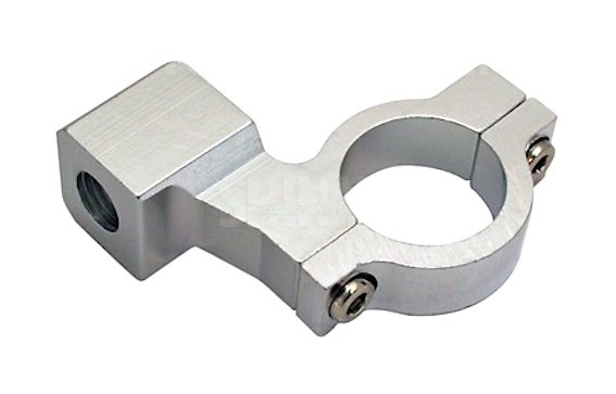 CNC Spiegel Halter Klemme Silber M10 x 1,25 mm Rechtsgewinde für 22mm Lenker