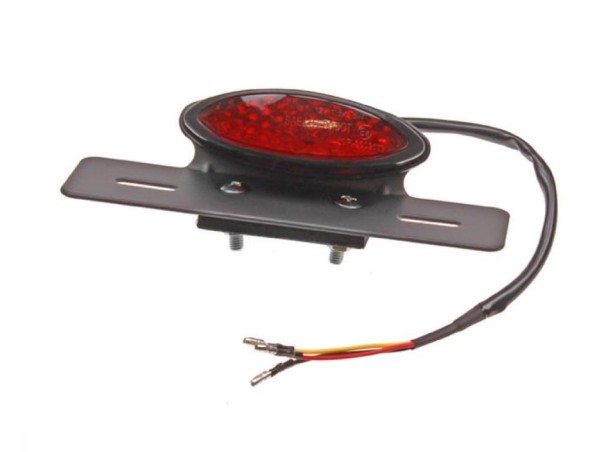 Universal 12V LED Rücklicht Oval Rot + Kennzeichenhalter E-Geprüft für Motorrad