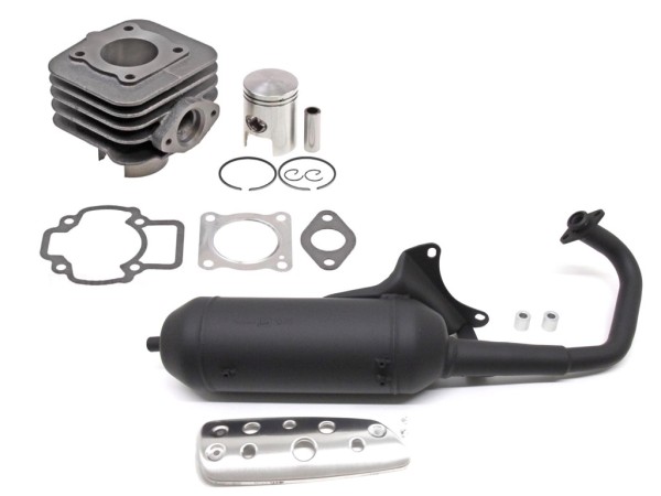 Zylinder 50ccm AC + Auspuff Set für Piaggio Fly Free NRG TPH Zip, Derbi Atlantis