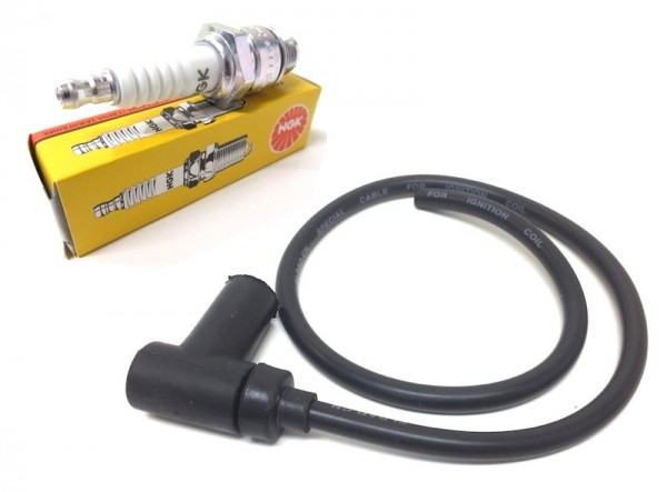 NGK Zündkerze BR7HS Zündkerzenstecker Zündkabel Set für Aprilia, Piaggio