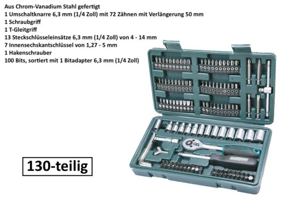 Werkzeug Set Steckschlüssel- und Bitsatz M29166 130-teilig Brüder Mannesmann