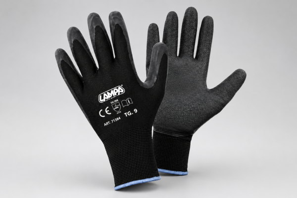 Arbeitshandschuhe Latexbeschichtet Schwarz Größe 9