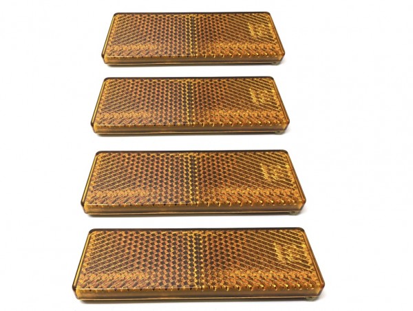 4x Reflektor Katzenauge Rechteck Orange Selbstklebend E-Geprüft